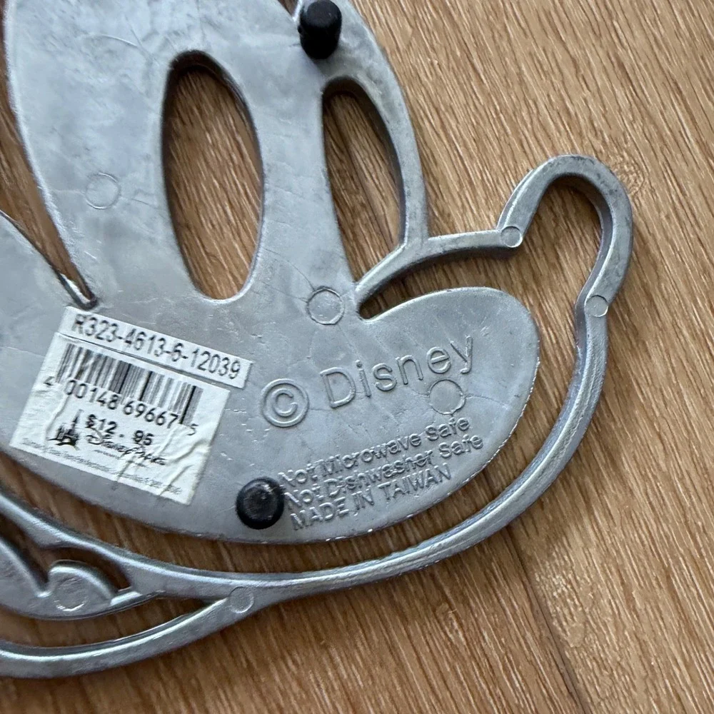 Disney Parks Mickey Mouse Metal Trivet Silver Swirl Cutout